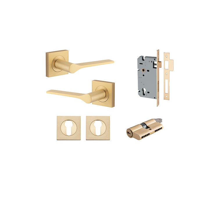 Iver Door Lever Como Rose Square Brushed Chrome Key / Key Entrance Kit