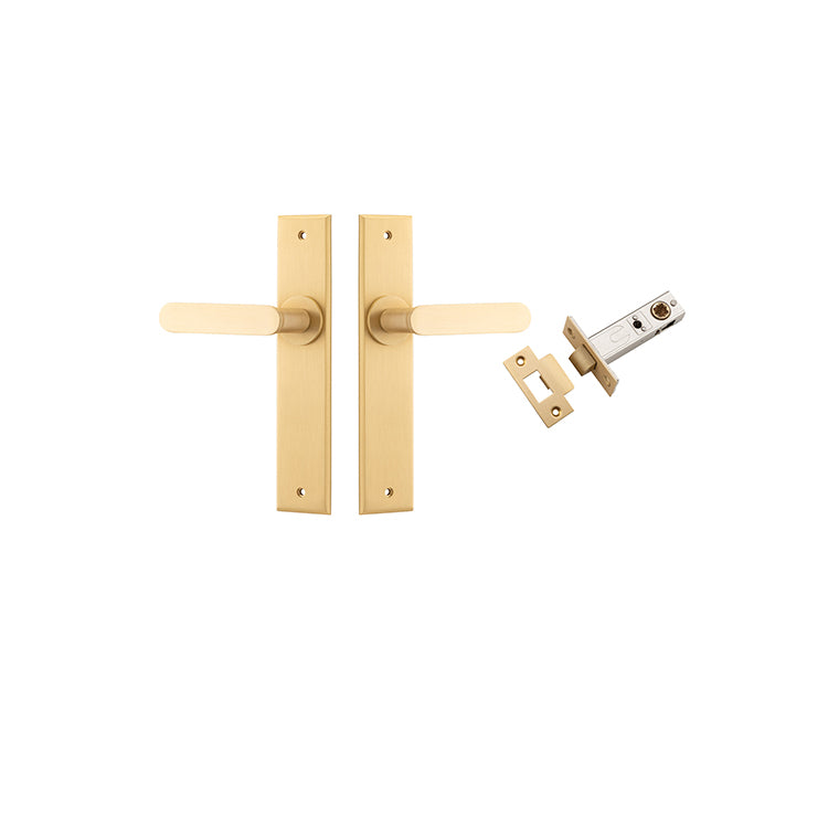 Iver Door Lever Bronte Chamfered Brushed Brass Passage Kit