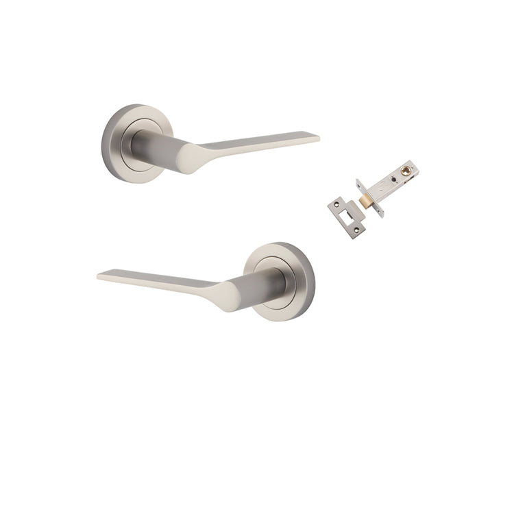 Iver Door Lever Como Rose Round Satin Nickel Passage Kit