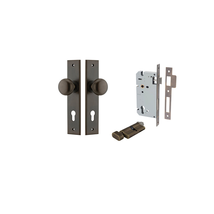 Iver Door Knob Cambridge Chamfered Signature Brass Key / Thumb Entrance Kit