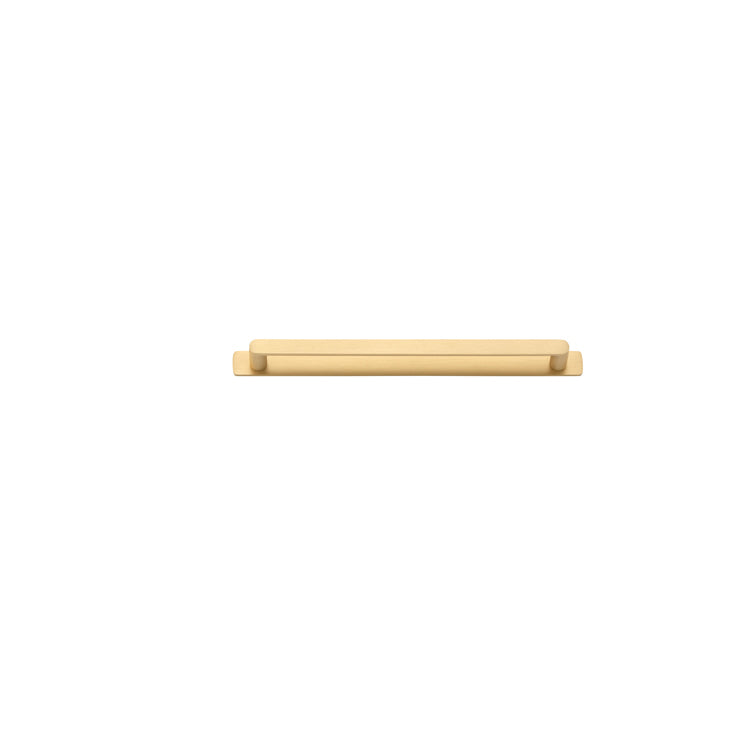 Iver Cabinet Pull Osaka Brushed Brass L271xW15xP33mm BD15mm CTC256mm With Backplate W301xH24mm T3mm