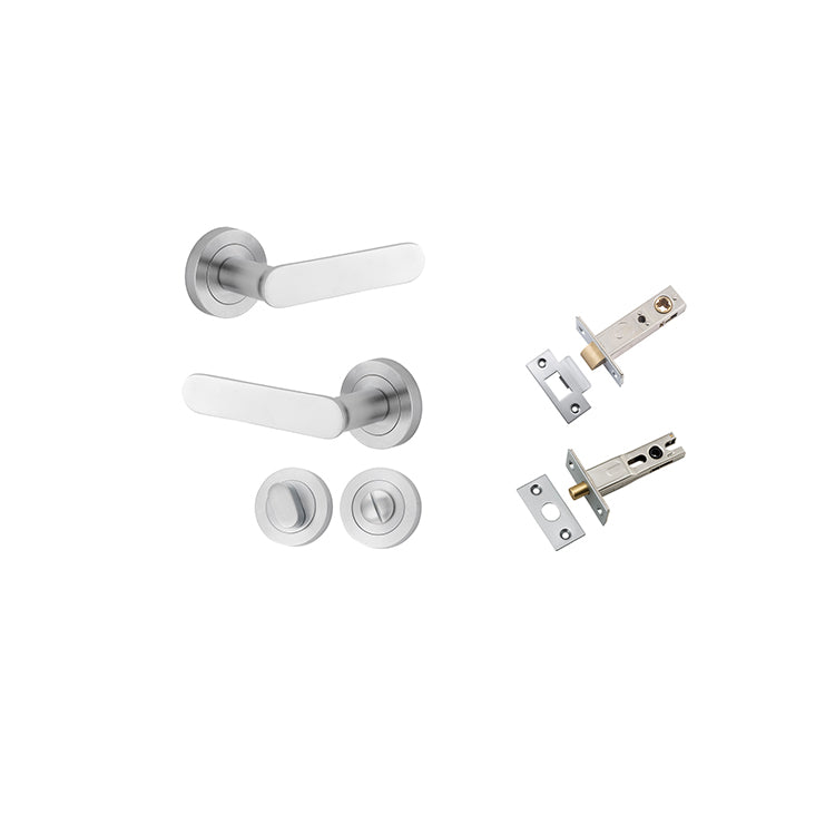 Iver Door Lever Bronte Rose Round Brushed Chrome Privacy Kit