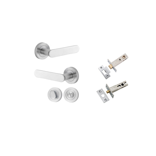 Iver Door Lever Bronte Rose Round Brushed Chrome Privacy Kit