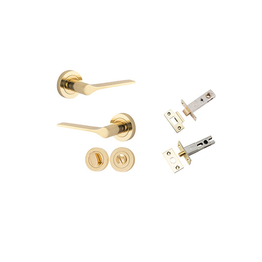 Iver Door Lever Como Rose Round Polished Brass Privacy Kit