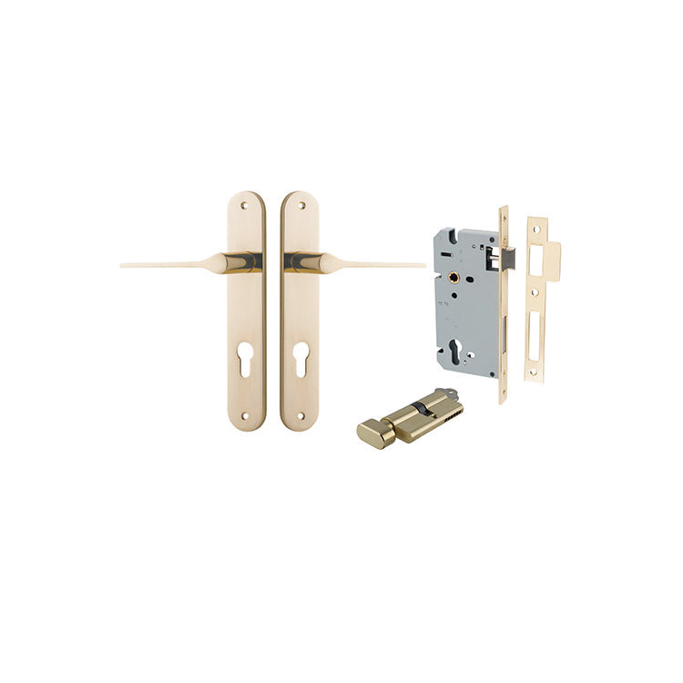 Iver Door Lever Como Oval Polished Brass Key / Thumb Entrance Kit