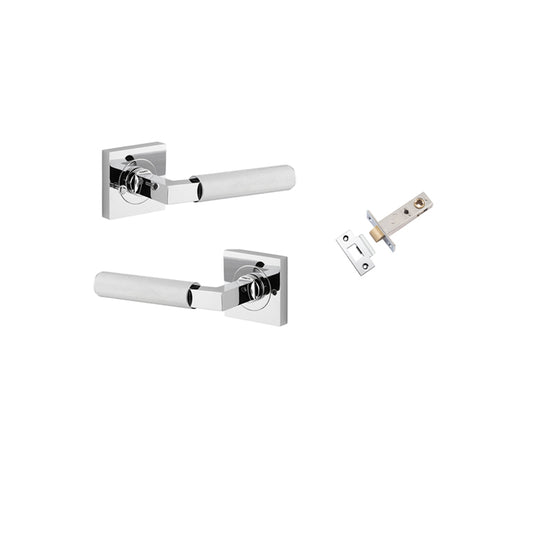 Iver Door Lever Brunswick Rose Square Polished Chrome Inbuilt Privacy Kit