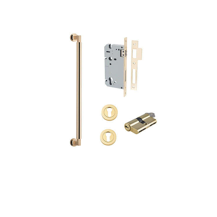 Iver Pull Handle Berlin Polished Brass CTC450mm Key / Key Entrance Kit