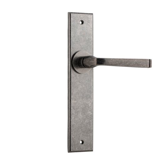 Iver Door Lever Annecy Chamfered Latch Pair Distressed Nickel L117xP65mm BPH240xW50mm