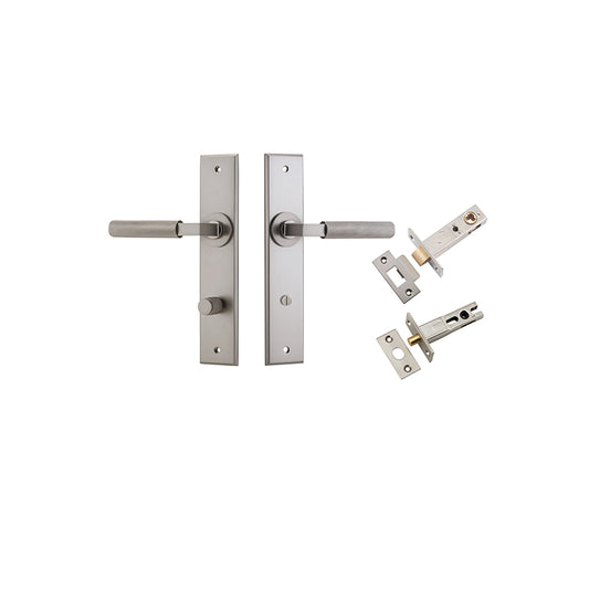 Iver Door Lever Brunswick Chamfered Satin Nickel Privacy Kit