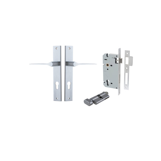 Iver Door Lever Como Rectangular Brushed Chrome Key / Thumb Entrance Kit