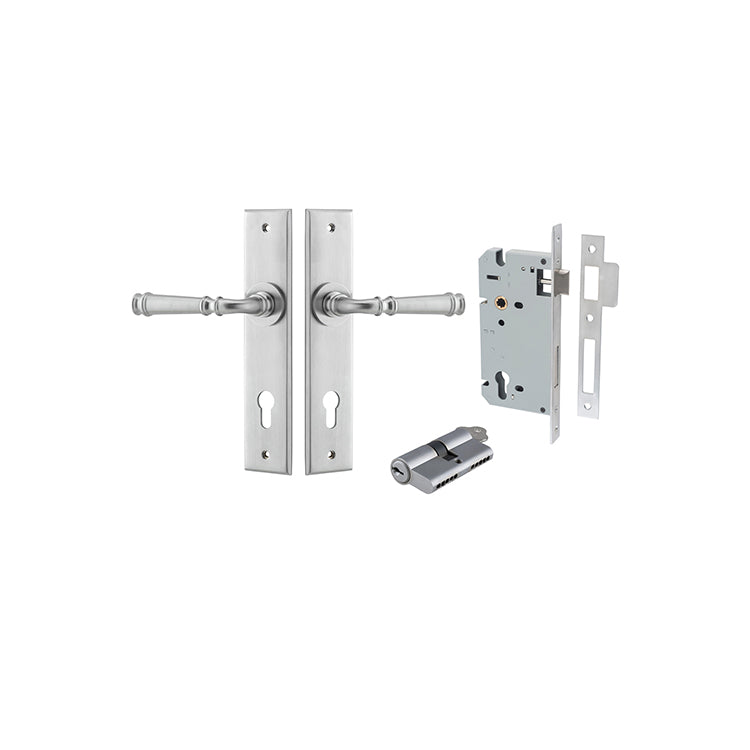 Iver Door Lever Verona Chamfered Brushed Chrome Key / Key Entrance Kit