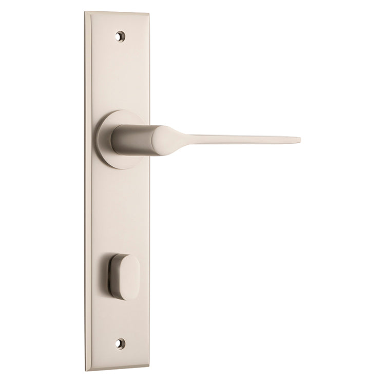 Iver Door Lever Como Chamfered Privacy Pair Satin Nickel CTC85mm L119xP61mm BPH240xW50mm