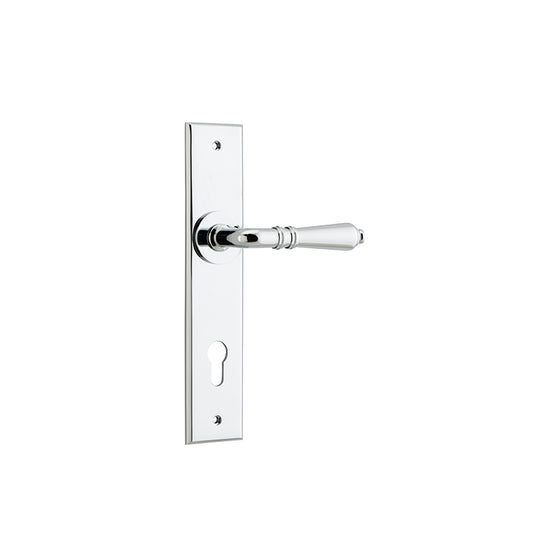 Iver Door Lever Sarlat Chamfered Euro Pair Polished Chrome CTC85mm L111xP55mm BPH240xW50mm