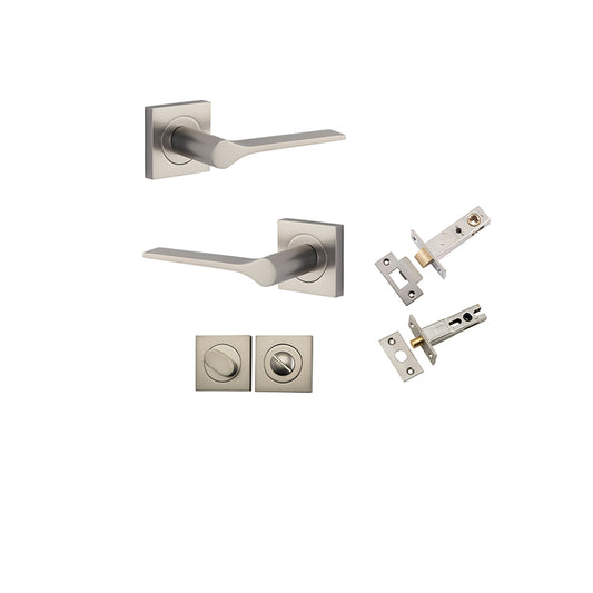 Iver Door Lever Como Rose Square Satin Nickel Privacy Kit