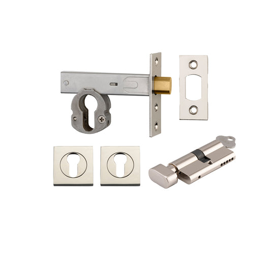 Iver Mortice Deadbolt Euro Polished Nickel Backset 60mm Key/Thumb Escutcheon Square Kit - Preorder for Late Jan 2025