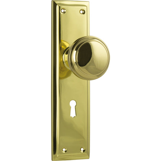 Tradco Door Knob Milton Lock Pair Unlacquered Polished Brass H200xW50xP73mm