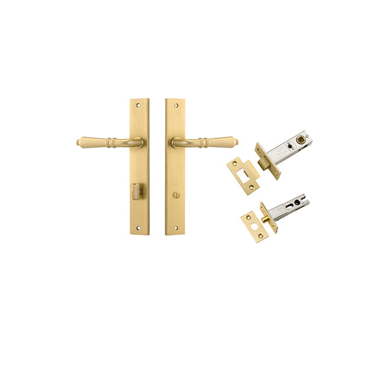 Iver Door Lever Sarlat Rectangular Brushed Gold PVD Privacy Kit