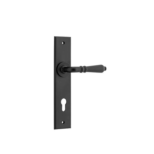 Iver Door Lever Sarlat Chamfered Euro Pair Matt Black CTC85mm L111xP55mm BPH240xW50mm