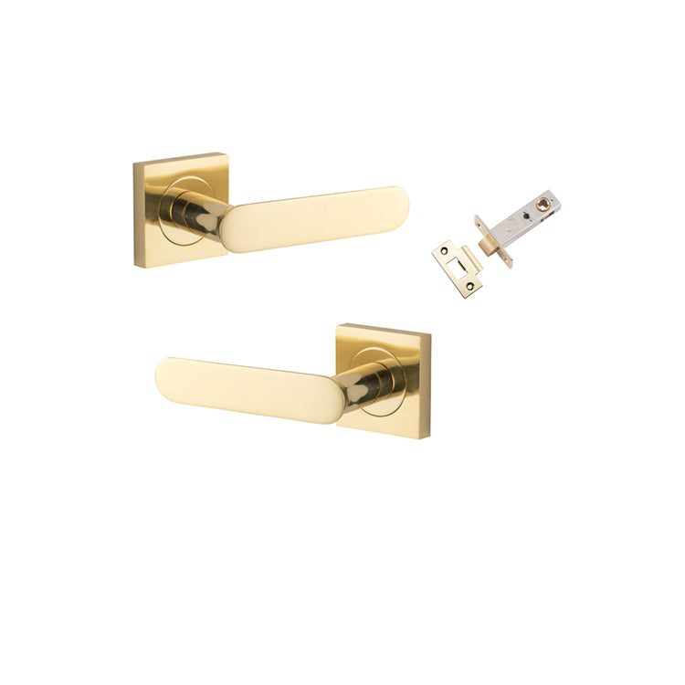 Iver Door Lever Bronte Rose Square Polished Brass Passage Kit