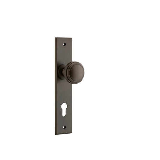 Iver Door Knob Paddington Chamfered Euro Pair Signature Brass CTC85mm D55xP63mm BPH240xW50mm