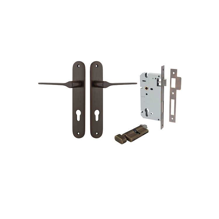 Iver Door Lever Como Oval Signature Brass Key / Thumb Entrance Kit