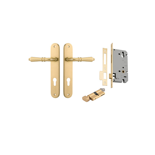 Iver Door Lever Sarlat Oval Brushed Gold PVD Key / Thumb Entrance Kit