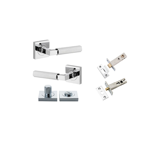 Iver Door Lever Brunswick Rose Square Polished Chrome Privacy Kit