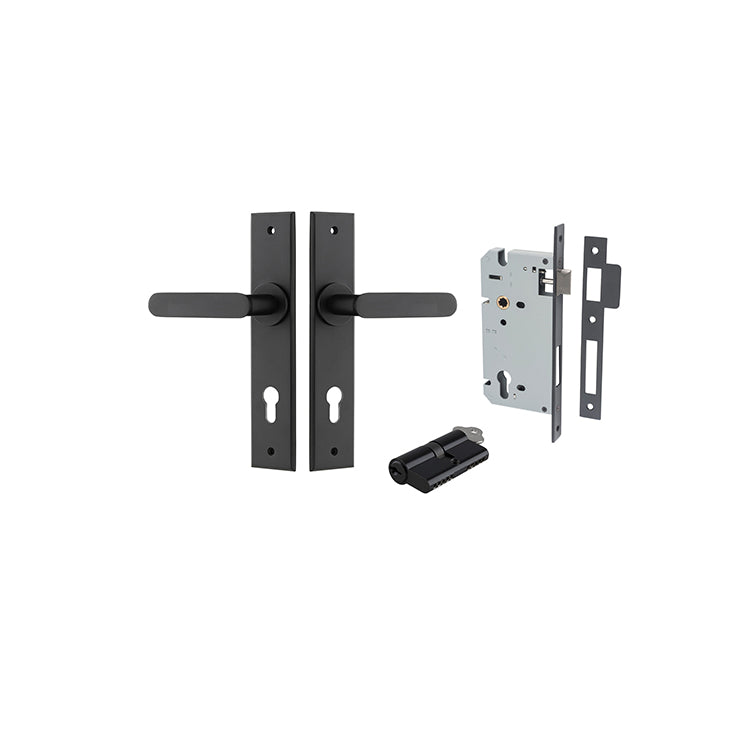 Iver Door Lever Bronte Chamfered Matt Black Key / Key Entrance Kit