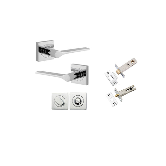 Iver Door Lever Como Rose Square Polished Chrome Privacy Kit