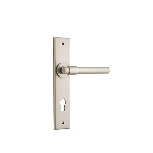 Iver Door Lever Helsinki Chamfered Euro Pair Satin Nickel CTC85mm L137xP60mm BPH240xW50mm