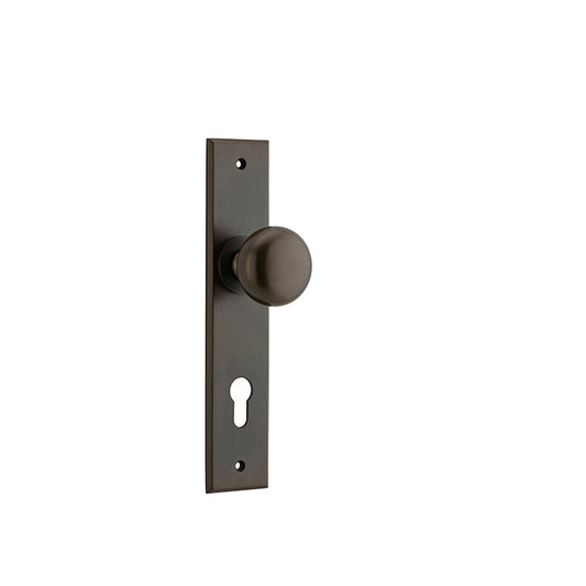 Iver Door Knob Cambridge Chamfered Euro Pair Signature Brass CTC85mm D55xP62mm BPH240xW50mm