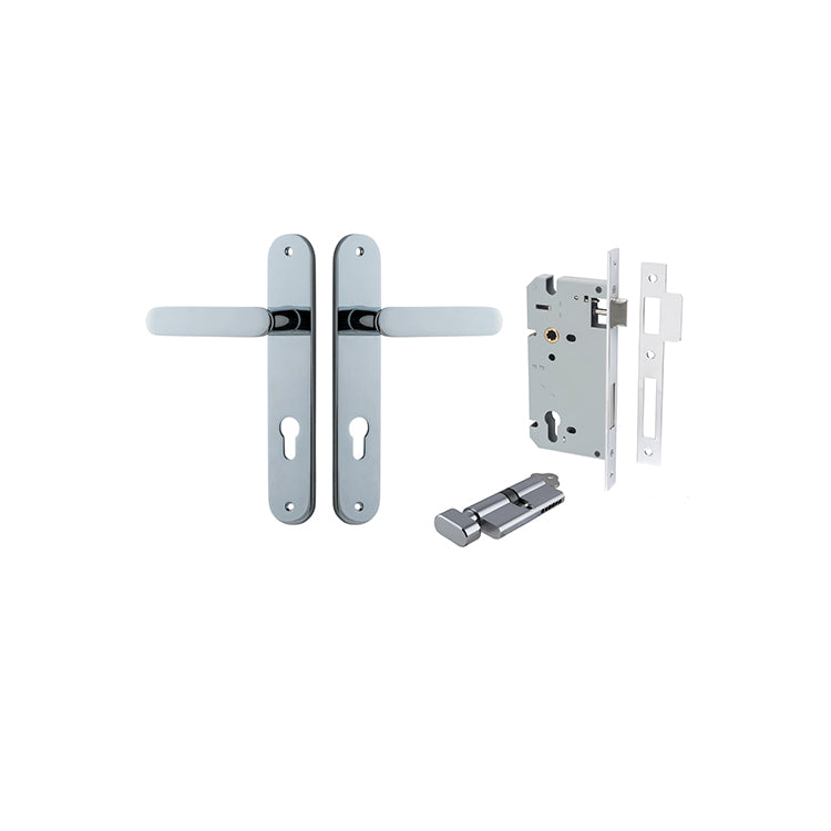 Iver Door Lever Bronte Oval Polished Chrome Key / Thumb Entrance Kit