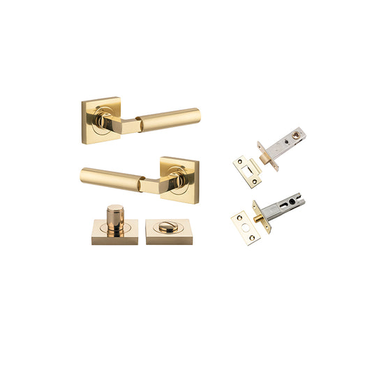 Iver Door Lever Berlin Rose Square Polished Brass Privacy Kit