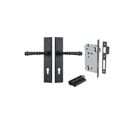 Iver Door Lever Verona Chamfered Matt Black Key / Key Entrance Kit