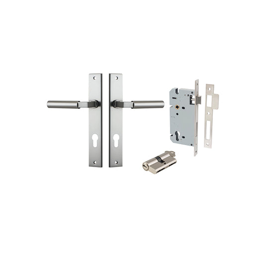 Iver Door Lever Berlin Rectangular Satin Nickel Key / Key Entrance Kit