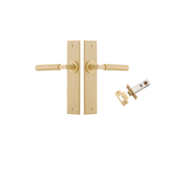 Iver Door Lever Berlin Chamfered Brushed Brass Passage Kit