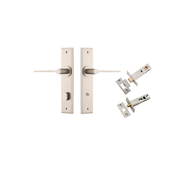 Iver Door Lever Como Chamfered Satin Nickel Privacy Kit