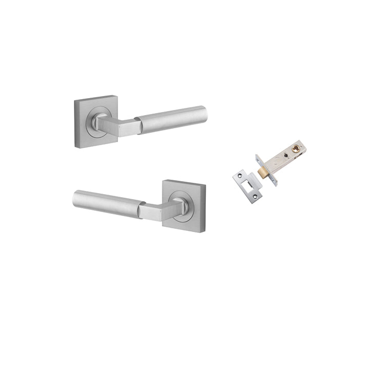 Iver Door Lever Berlin Rose Square Brushed Chrome Passage Kit