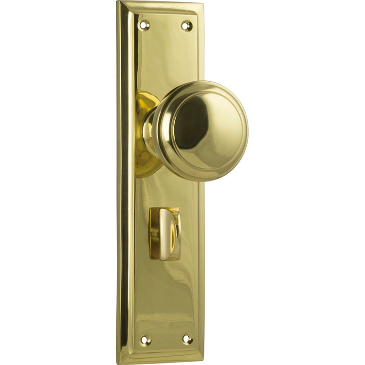 Tradco Door Knob Milton Privacy Pair Unlacquered Polished Brass H200xW50xP73mm with privacy adaptor