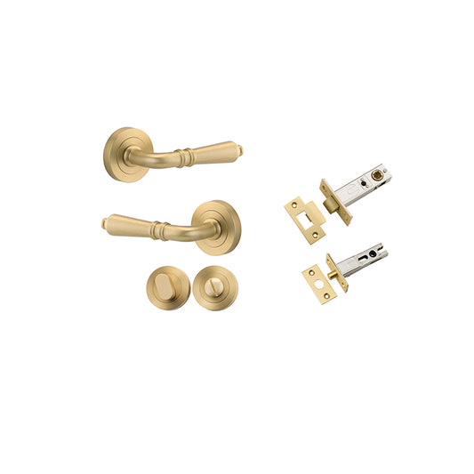 Iver Door Lever Sarlat Rose Round Brushed Gold PVD Privacy Kit