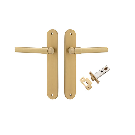 Iver Door Lever Helsinki Oval Brushed Gold PVD Passage Kit