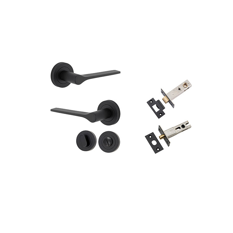 Iver Door Lever Como Rose Round Matt Black Privacy Kit