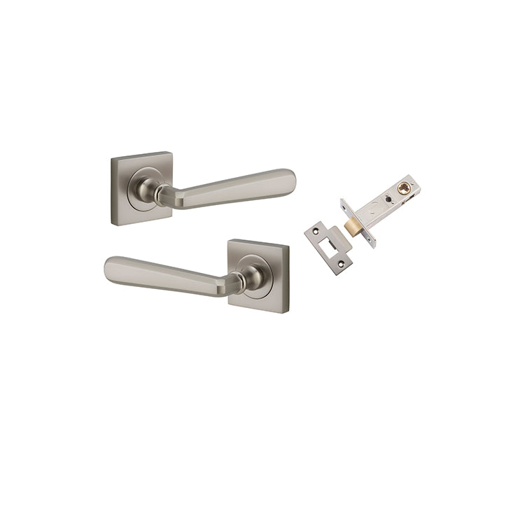 Iver Door Lever Copenhagen Rose Square Satin Nickel Passage Kit