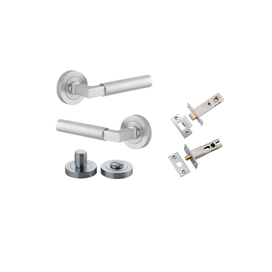 Iver Door Lever Berlin Rose Round Brushed Chrome Privacy Kit