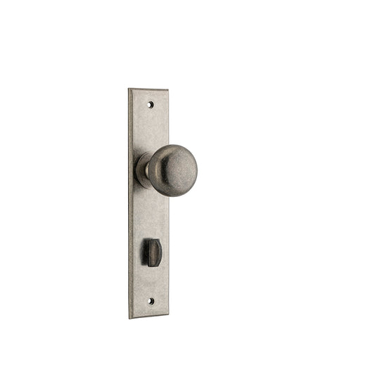 Iver Door Knob Cambridge Chamfered Privacy Pair Distressed Nickel CTC85mm D55xP62mm BPH240xW50mm