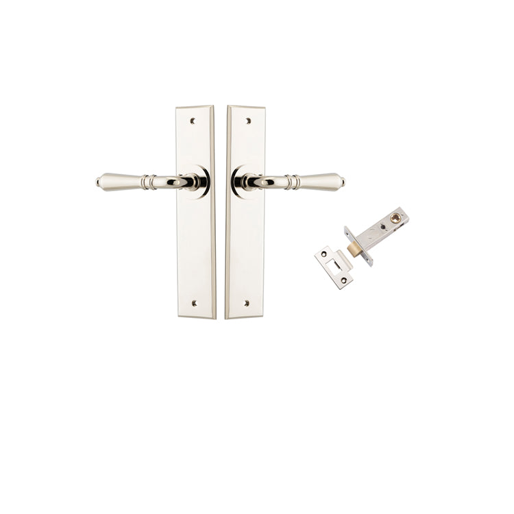 Iver Door Lever Sarlat Chamfered Polished Nickel Passage Kit