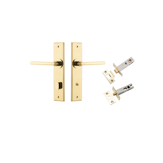 Iver Door Lever Baltimore Chamfered Polished Brass Privacy Kit