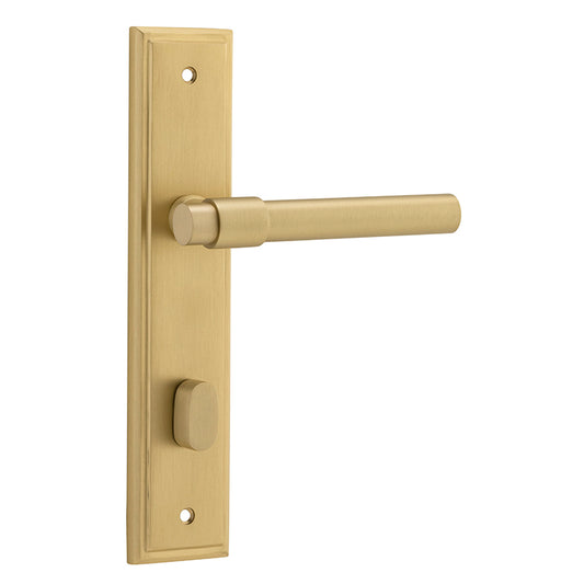 Iver Door Lever Helsinki Stepped Privacy Pair Brushed Gold PVD CTC85mm L137xP61mm BPH237xW50mm