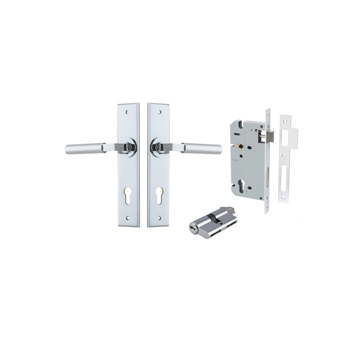 Iver Door Lever Berlin Chamfered Polished Chrome Key / Key Entrance Kit