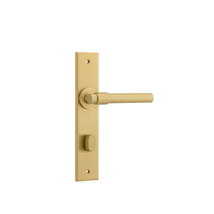 Iver Door Lever Helsinki Chamfered Privacy Pair Brushed Gold PVD CTC85mm L137xP60mm BPH240xW50mm